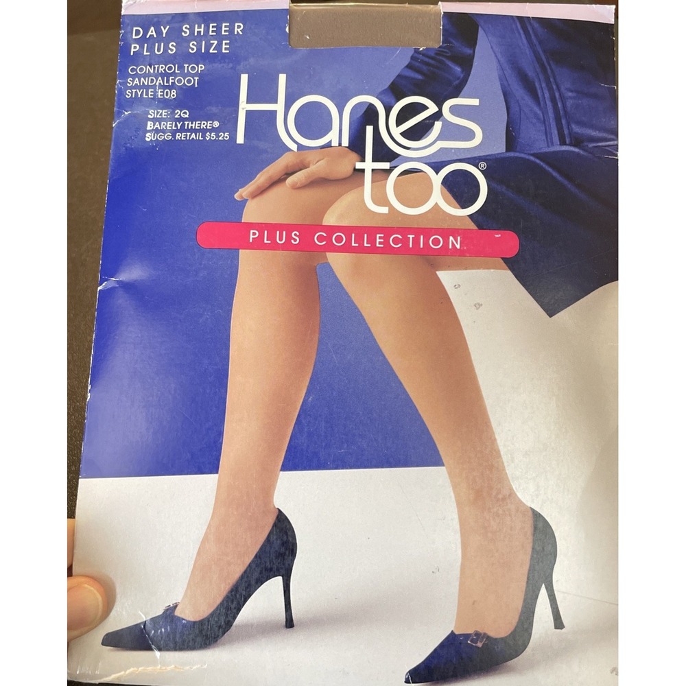 Hanes 2Q Pantyhose Barely There Day Sheer Plus Size Control Top Sandalfoot NEW